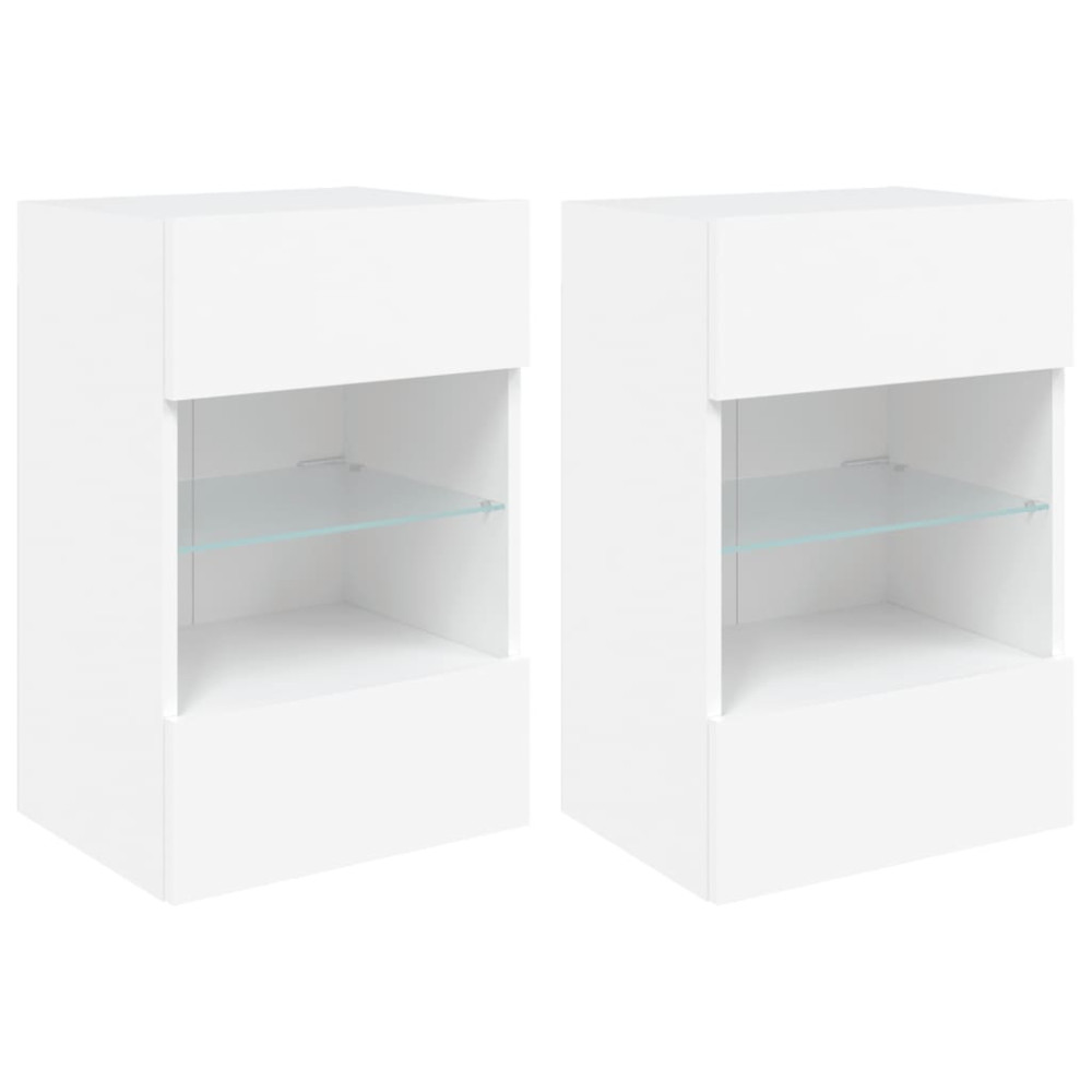 Produktbild för Nástenné skrinky s LED osvetlením pre TV 2 st vit 40x30x60,5 cm
