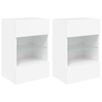 Produktbild för Nástenné skrinky s LED osvetlením pre TV 2 st vit 40x30x60,5 cm
