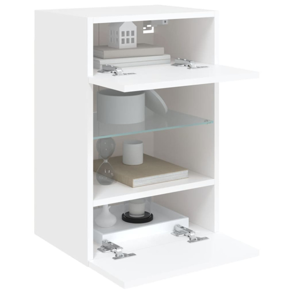 Produktbild för Nástenné skrinky s LED osvetlením pre TV 2 st vit 40x30x60,5 cm