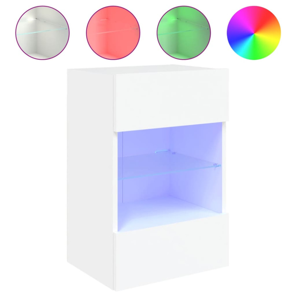 Produktbild för Nástenné skrinky s LED osvetlením pre TV 2 st vit 40x30x60,5 cm
