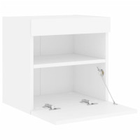 Miniatyr av produktbild för Väggmonterad tv-bänk LED 2 st vit 40x30x40 cm