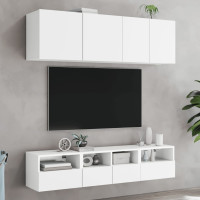 Produktbild för Väggmonterad tv-bänk vit 40x30x30 cm konstruerat trä