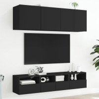 Produktbild för Väggmonterad tv-skåp svart 40x30x30 cm konstruerat trä