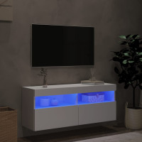 Produktbild för Väggmonterad tv-bänk LED vit 100x30x40 cm