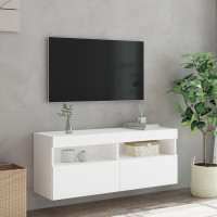 Produktbild för Väggmonterad tv-bänk LED vit 100x30x40 cm