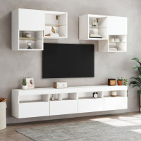 Produktbild för Väggmonterad tv-bänk LED vit 100x30x40 cm