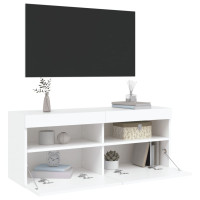 Produktbild för Väggmonterad tv-bänk LED vit 100x30x40 cm