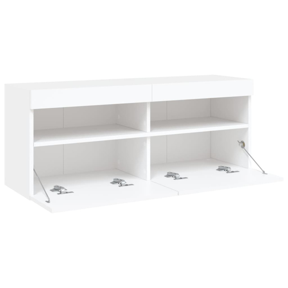 Produktbild för Väggmonterad tv-bänk LED vit 100x30x40 cm
