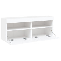 Produktbild för Väggmonterad tv-bänk LED vit 100x30x40 cm