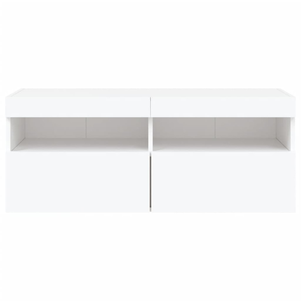 Produktbild för Väggmonterad tv-bänk LED vit 100x30x40 cm