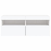Produktbild för Väggmonterad tv-bänk LED vit 100x30x40 cm