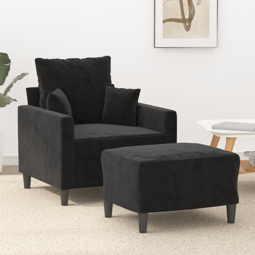 vidaXL Fåtölj med fotpall svart 60 cm sammet