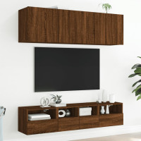 Produktbild för Väggmonterad tv-skåp 2 st brun ek 40x30x30 cm konstruerat trä