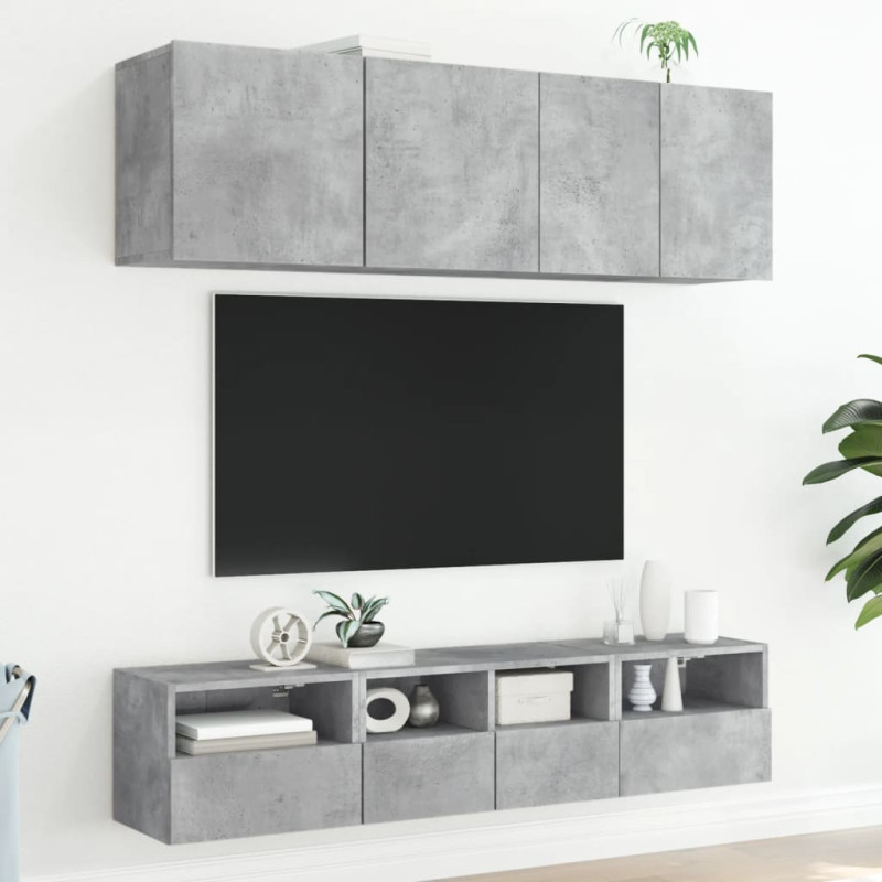 Produktbild för Väggmonterad tv-skåp 2 st betonggrå 40x30x30 cm konstruerat trä