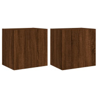Produktbild för Väggmonterad tv-skåp 2 st brun ek 40,5x30x40 cm konstruerat trä
