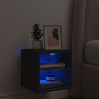 Produktbild för Väggmonterad tv-bänk LED svart 30x28,5x30 cm