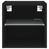 Produktbild för Väggmonterad tv-bänk LED svart 30x28,5x30 cm
