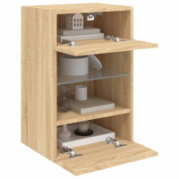 Produktbild för Nástenné skrinky s LED osvetlením pre TV 2 st sonoma-ek 40x30x60,5 cm