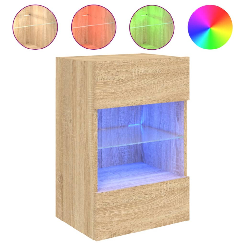 Produktbild för Nástenné skrinky s LED osvetlením pre TV 2 st sonoma-ek 40x30x60,5 cm