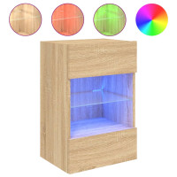 Produktbild för Nástenné skrinky s LED osvetlením pre TV 2 st sonoma-ek 40x30x60,5 cm