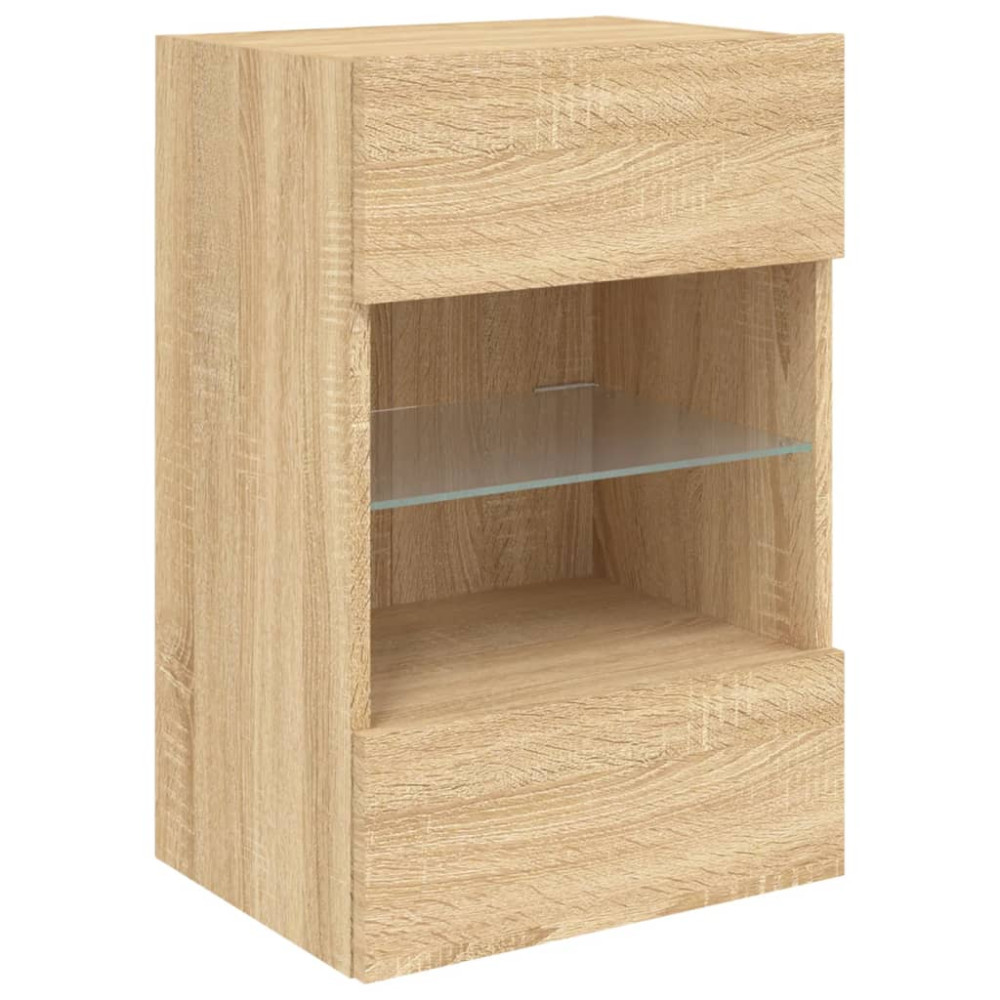 Produktbild för Nástenné skrinky s LED osvetlením pre TV 2 st sonoma-ek 40x30x60,5 cm