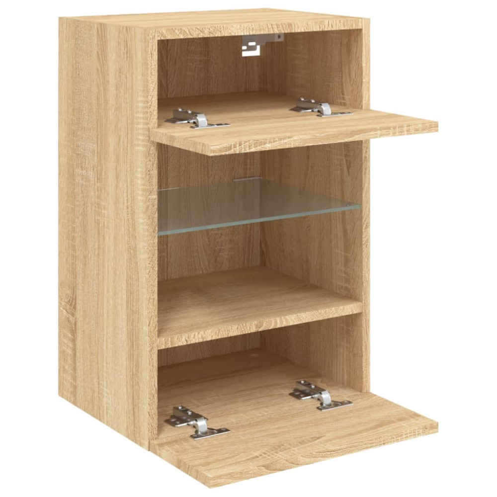 Produktbild för Nástenné skrinky s LED osvetlením pre TV 2 st sonoma-ek 40x30x60,5 cm