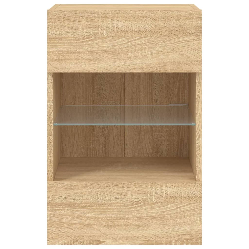 Produktbild för Nástenné skrinky s LED osvetlením pre TV 2 st sonoma-ek 40x30x60,5 cm