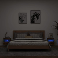 Produktbild för Väggmonterad tv-bänk LED 2 st rökfärgad ek 40x30x40 cm