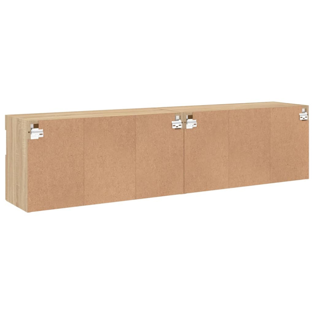 Produktbild för Väggmonterad tv-bänk LED 2 st sonoma-ek 80x30x40 cm