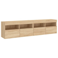 Produktbild för Väggmonterad tv-bänk LED 2 st sonoma-ek 80x30x40 cm