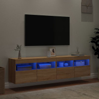 Produktbild för Väggmonterad tv-bänk LED 2 st sonoma-ek 80x30x40 cm