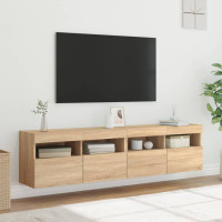 Produktbild för Väggmonterad tv-bänk LED 2 st sonoma-ek 80x30x40 cm
