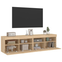 Produktbild för Väggmonterad tv-bänk LED 2 st sonoma-ek 80x30x40 cm