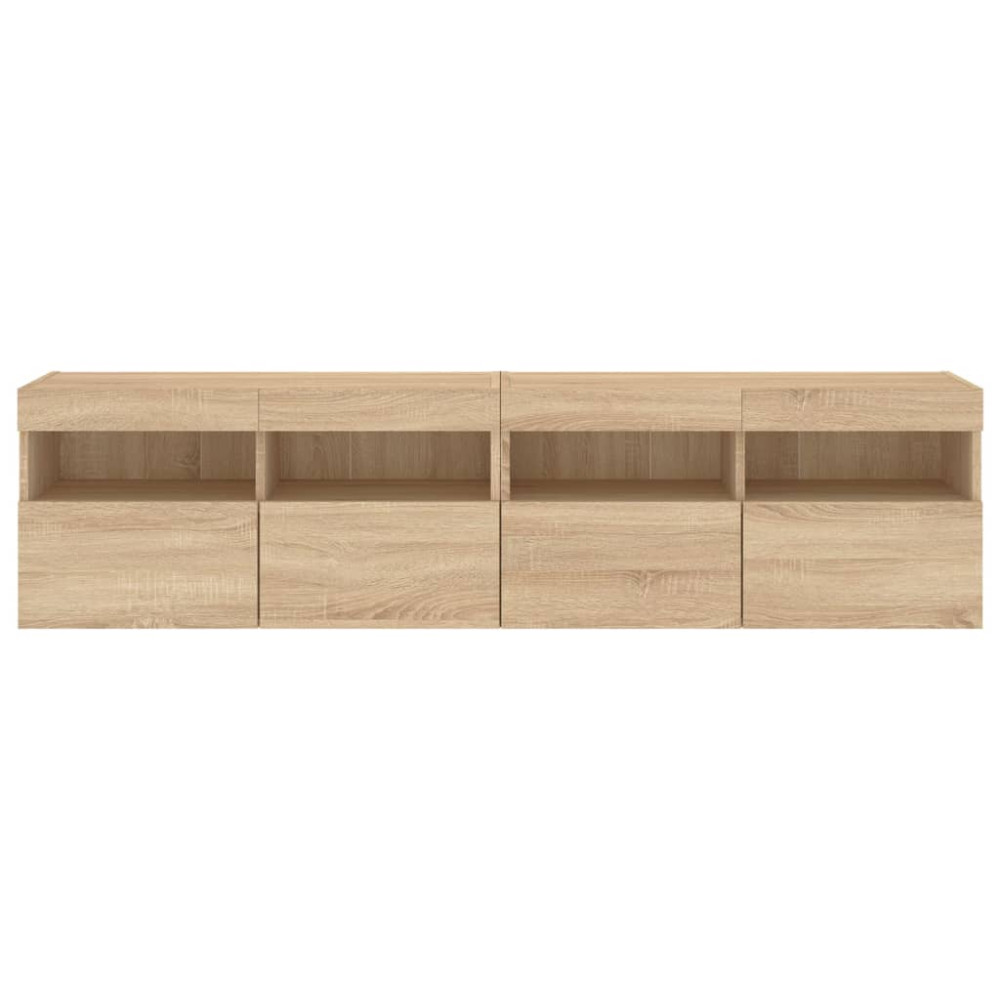 Produktbild för Väggmonterad tv-bänk LED 2 st sonoma-ek 80x30x40 cm