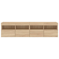 Produktbild för Väggmonterad tv-bänk LED 2 st sonoma-ek 80x30x40 cm