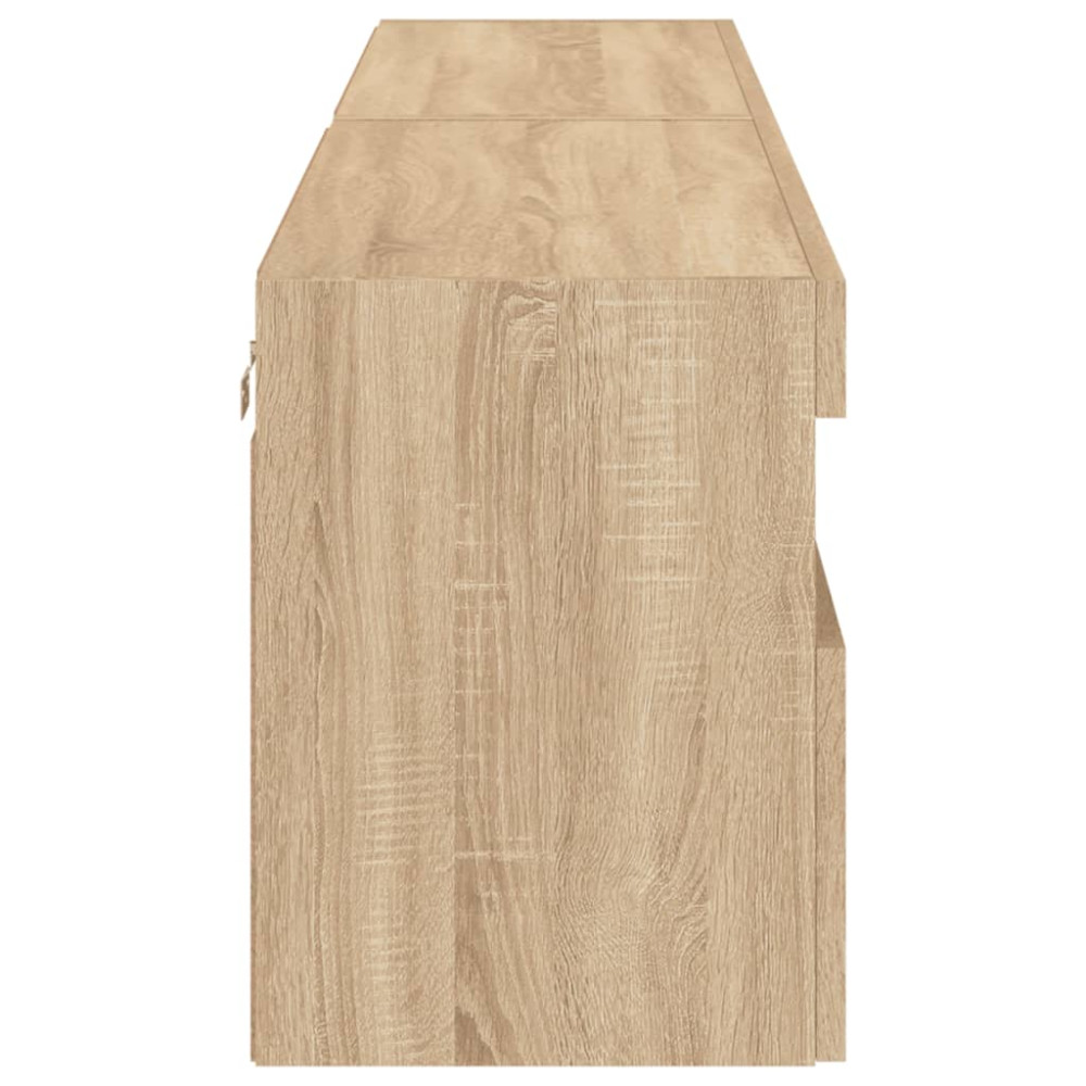 Produktbild för Väggmonterad tv-bänk LED 2 st sonoma-ek 80x30x40 cm