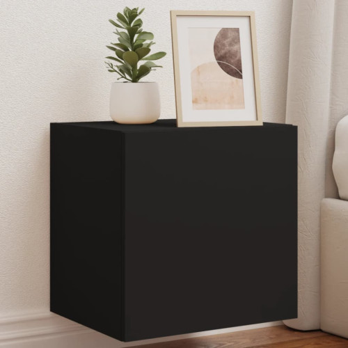 vidaXL Väggmonterad tv-bänk LED 2 st svart 40,5x35x40 cm