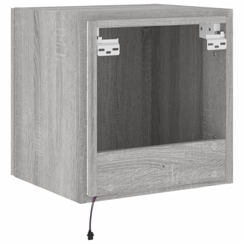 Produktbild för Väggmonterad tv-bänk LED grå sonoma 40,5x35x40 cm