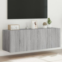Produktbild för Väggmonterad tv-bänk LED 2 st grå sonoma 60x35x41 cm