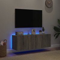 Produktbild för Väggmonterad tv-bänk LED 2 st grå sonoma 60x35x41 cm