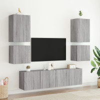 Produktbild för Väggmonterad tv-skåp 2 st grå sonoma 40,5x30x40 cm