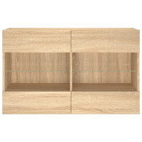Produktbild för Väggmonterad tv-bänk LED sonoma-ek 98,5x30x60,5 cm