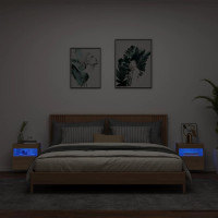 Produktbild för Väggmonterad tv-bänk LED 2 st sonoma-ek 40x30x40 cm