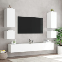 Produktbild för Väggmonterad tv-bänk LED 2 st vit 40,5x35x40 cm