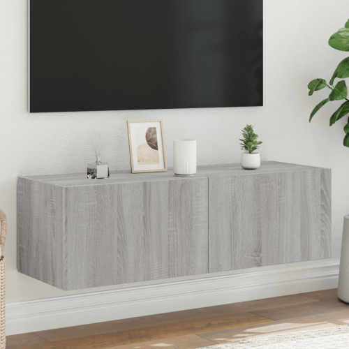 vidaXL Väggmonterad tv-bänk LED grå sonoma 100x35x31 cm - Tv-Bänkar