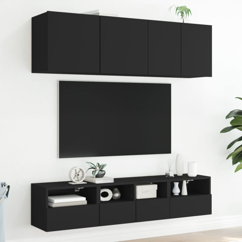 Produktbild för Väggmonterad tv-skåp 2 st svart 40x30x30 cm konstruerat trä