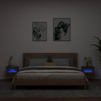 Produktbild för Väggmonterad tv-bänk LED 2 st brun ek 40x30x40 cm