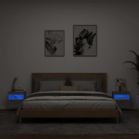 Produktbild för Väggmonterad tv-bänk LED 2 st grå sonoma 40x30x40 cm