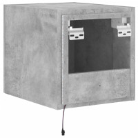 Produktbild för Väggmonterad tv-bänk LED 2 st betonggrå 30,5x35x30 cm