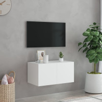 Miniatyr av produktbild för Väggmonterad tv-bänk LED vit 60x35x31 cm